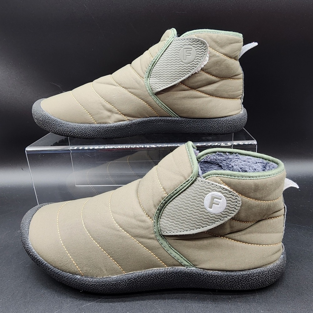Calceus Snowwalker 44 Green Padded Quilt Faux Fur Lined Winter Ankle Boots READ